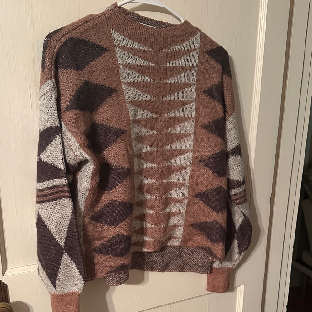 Buckle Brown and Gray Patterned Cardigan